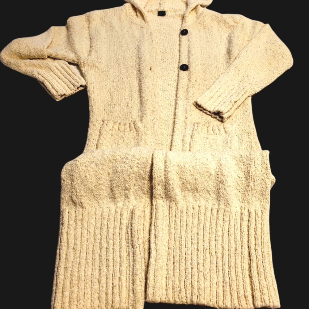 Hooded Knit sweater in cream color
